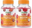 Levensbare Probiotica 5 Miljard Kids + Biotin Kids, Gummies Bundle - Grote Proeverij, Vitamine Supplement, Glutenvrij, GGO-vrij, Kauwbare Gummy
