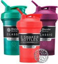 BlenderBattle Classic V2 Shaker Bottle Perfect voor eiwitshakes en pre-workout, 20-Ounce (3 Pack), rood, groen, Plum