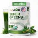 LiveGood Super Greens Poeder Biologische Superfood met Tarwegraspoeder, Dagelijks Superfood Poeder voor Immune Ondersteuning, Energie en Ontgifting, Groene Juice Poeder Supplement (30 porties), 12.38 Oz
