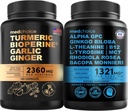 MEDCHOICE Kurkuma & Gember (120ct) en Nootropic Brain (60ct) Supplement Bundle - Wellness Duo for Joint, Digestion, Brain, & Mood Support - Vegan, Non-GMO, Glutenvrij