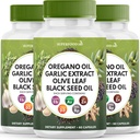 Oregano Oil Knoflook Extract Olive Leaf Black Seed Oil Astragalus - Immune Support Supplement voor vrouwen en mannen- 180 Tellen