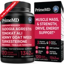 PrimeMD 12-in-1 Fadogia Agrestis en Tongkat Ali - Testosteronsupplement voor mannen met Turkesterone - HornyGoatWeed voor mannen voor algehele welzijn met 1342mg per portie (120 capsules) (pakket van 1)