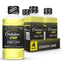 Pedialyte Sport Electrolyte Drink, snelle hydratatie met 5 belangrijke elektrolyten voor spierondersteuning voor, tijdens, & Na de oefening, Lemon Lime, 1 Liter, Pack van 4