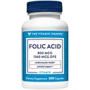 De vitamine Shoppe Foliumzuur 800MCG, ondersteunt prenatale en foetale ontwikkeling (300 capsules)