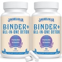 Jagielolia All-In-One Detox Binder Supplement 1500 MG - High Bioavailability, Liver Gut Detox Cleanse with Activated Charcoal, Zeolite & Bentonite Clay for Toxins, Liver, Digestive, 180 Vegan Capsules