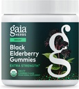 Gaia Kruiden Zwarte Vlierbes (Sambucus nigra) Extra sterkte Gummies - Delicious Immune Support Supplement* - Gemaakt met Certified Biologische Zwarte Vlierbessen voor Immune System Support* - 120 Gummies