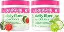 Belli Welli Daily Fiber Supplement Bundle - Cucumber Lime Mint & Watermeloen - met Collageen, Probiotica & Elektrolyten - Verfrissende Wellness Smaken, 32 Totaal porties