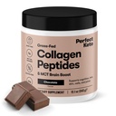 Perfect Keto Collageen Peptides Proteïne Poeder met MCT olie, Gehydrolyseerde Collageen, Type I & III Supplement, Glutenvrij, Gras Fed, Lage Carb, Keto Koffie Creamer, Collageen voor vrouwen en mannen, Chocolade