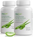 AloëCure Organische Aloë Vera Capsules, 160.000mg Binnen Aloe Leaf Equivalent per Serving, Support Gut, Digestief, & Immune Health, helpt bij het handhaven van evenwichtige maagzuur, Aloin Free, 60Caps x 2Btl