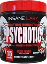 Insane Labz Psychotisch, High Stimulant Pre Workout Powder, Extreme Lasting Energy, Focus and Endurance met Beta Alanine, Creatine Monohydraat, DMAE, 15 Srvgs, Fruit Punch