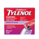 Tylenol pour enfants Dissoudre les boîtes pour soulager la douleur, médicaments contre la fièvre, 160 mg d'acétaminophène, sans colorant, en poudre pour enfants pour soulager les symptômes du rhume et de la grippe; Farine de baies sauvages, 30 ct.; boîte de 1