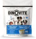 Dinovite 3 en 1 Probiotique pour les chiots, la peau et le manteau, la santé digestive et le soulagement articulaire, les couvre-aliments pour chiens, l'huile de saumon, la glucosamine, le soulagement de l'allergie et du démangeaison soins de la peau, 90 portions (pouppie)