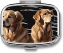 Pill Box 2 Compartiment Vierkante pil Organisator Dagelijkse Kleine pil geval voor reizen Golden Retrievers Metalen pil Container Portable Medicine Organisator voor Pill Vitaminen Visolie Supplement