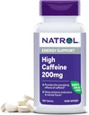 Natrol Hoge Cafeïne 200 mg per portie, Energie Ondersteuning Supplement voor volwassenen, 100 tabletten, 100 dagen levering