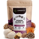 Power 15 Mushroom Blend Powder Supplement Extract 100g | Shiitake, Lion's Mane, Chaga, Reishi, Cordyceps, Tremella Full-Spectrum Complex | Fruiting Body | ≥30% Beta-D-Glucans | Daily Wellness