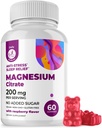 DR. MORITZ Gommies de citrate de magnésium pour adultes - Gommies de magnésium calme sans sucre - Soutient une réponse au stress en santé - Arôme de framboise - Non-OGM, 200 mg (60 Nombre)