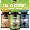 DailyBoost - 42 Different Whole Food Fruits and Veggies Supplement met bessen voor natuurlijke energie Boost - Balance van 100% Fruit en groenten Capsules uit de natuur - Made in The USA