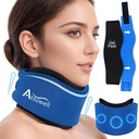 Atsuwell Neck Brace voor Slapen, Zachte Cervical Collar voor Ondersteuning, verstelbare nek ondersteuning Brace met warme koude gel Packs Herbruikbaar voor Office Pressure, vermoeidheid, blauw