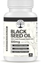 Black Seed Oil - 100% Cold-Pressed Black Cumin Nigella Sativa - Antioxidant, Immuun en spijsverteringssysteem ondersteuning - Non-GMO, Glutenvrij - 500 mg per portie - 90 Vegan Capsules