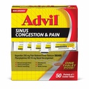 Advil Sinus Congestion et douleur, Sinus Relief Medicine, analgésique et réducteur de fièvre avec Ibuprofène et Phénylephrine HCl - 50 comprimés enrobés