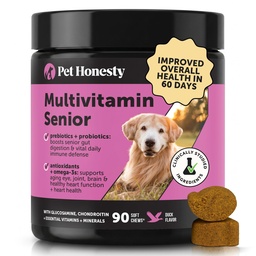 Senior Honden Multivitamine - Essentiële Honden Vitaminen en Supplementen - Glucosamine, Probiotica, Omega Visolie voor Honden Gezondheid & Hart- Honden Vitaminen Gezondheid Supplies (Duck 90 ct)