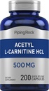 Piping Rock Acetyl L-Carnitine HCL 500 mg 200 Poedercapsules
