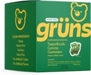 Gruns Sans Sucre Super Verts Ours Gommy - Spiruline et Chlorelle organiques, Prébiotiques pour la santé digestive, 20+ Vitamines et Minéraux, Adaptogènes - 30 sachets - 240 Gommies