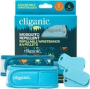 Cliganic Mosquito Afstotend Pack (2 polsbandjes + 4 Refill Pellets) - Verstelbare, natuurlijke DEET-Free, essentiële olie-infused