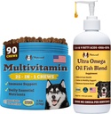 Natural Dog Company Multivitamine Kauwen en Ultra Omega Olie voor actieve honden - Nutrient-Rich Honden Treats met Omega-3 en essentiële vitamines, ondersteunt Cognitieve gezondheid en algehele vitaliteit voor alle rassen