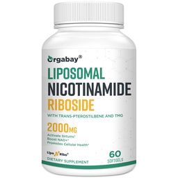 Orgabay Liposomal Nicotinamide Riboside 2000 MG met TMG en Pterostilbene, Boosting NAD+, Support Healthy Aging, 60 Count