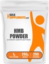 BulkSupplements.com HMB Powder - Beta-Hydroxy Beta-Methylbutyraat, Calcium HMB Supplement - Glutenvrij - 1g per portie, 250g (8.8 oz) (verpakking van 1)