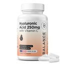 Supplément d'acide hyaluronique pur 250mg avec vitamine C 50mg, 120 Capsules Vegan - Hydratation de la peau pour Glow naturel, cheveux, ongles, os et formule de santé articulaire