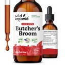 Bouchers sauvages et biologiques gouttes de racine de balai - Supplément liquide pour le soutien des jambes - Teinture de balai sans alcool de boucher - Ruscus Aculeatus Herb - végétalien, non-OGM, pas de sucre - 2 fl oz