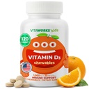 Kids Vitamine D 1000 IE Kauwtabletten - Smaakvolle natuurlijke sinaasappelsmaak - Veganistisch, GGO-vrij, Glutenvrij, Nootvrije Vitaminen - Dieetsupplement voor Immune Ondersteuning - voor kinderen - 120 Kauwtabletten