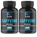 FXSUPPS Caféine 200 mg Pills (2-Pack, 400 Capsules) – Supplément de soutien énergétique à action rapide pour les hommes et les femmes