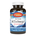 Carlson - MCT & Omega-3, Huile de coco, Acides Capryliques & Capric, EPA & DHA, Production d'énergie, Fat Metabolism & Cerveau Health, 60 Softgels