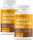 Vitamine E tocotriénols suppléments 1000mg - haute puissance Capsules de tocotriénol liposomique,95% Delta et 5% Gamma tocotriénols soutenir la peau, os, antioxydant,120 Softgels