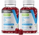 Viteey Vitamin D3 Gummies for Adults & Teens - 2,000 IU, 50mcg - Sugar Free, Bone, Joint & Muscle Health, Immune Boost - Vegetarian, Gelatin Free, GMO Free - Tasty Chewable Berry Flavored Gummy
