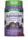 Nature's Truth Kids Elderberry Gummies (50) Comte (50) avec du zinc et de la vitamine C (C) Vegan, sans OGM et supplément sans gluten