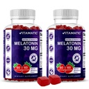 Mélatonine sans sucre vitamatique 30mg par gummy - 60 portions - 60 gummes végétariens - Supplément de formation non-habitant (60 comtes (paquet de 2))