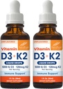 Les gouttes de vitamine D3 K2 de Sandhu pour les adultes: 5000 UI D3 Liquide, 120 mcg K2 Supplément 1 Fl Oz (paquet de 2)