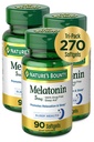 Nature's Bounty Melatonin 100% sans médicament aide au sommeil, complément alimentaire, favorise la relaxation et la santé du sommeil, 5 mg, 90 Compte, paquet de 3