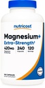 Nutricost Magnesium+ Extra sterkte 420 mg, 240 capsules - 120 porties. Magnesiumoxide en glycinaat - Non-GMO, Glutenvrij, Veganistisch