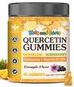 Quercetine met Bromelaine Gummies voor kinderen en volwassenen - Immune & Seizoengebonden Wellness Support, 800mg Quercetine Gummies met bromelaïne, zink, vlierbessen, vitamine C & D3 - Suikervrij, Ananas Smaak, 60 Ct