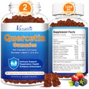 2 Pack Quercetine met bromelaine-gummies, quercetine met vitamine C zink en vlierbessen voor immuunsysteem & Allergie, kauwbare en veganistische gummies, gemengde Berry Flavor 120 Cts
