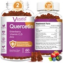 Quercetine Gummies, Quercetine met vitamine C zink, bromelaïne, vlierbessen en vitamine D, Immuun ondersteuning Volwassenen Kinderen, Vrouwen Mannen 120 Gummies Kauwbaar