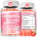 180 Graaf Collageen Gummies Collageen Proteïne Type I II III V X met Biotin Vitamine C A B D E Keratine Hyaluronzuur voor haarhuid Nagels Gezamenlijke Immune Vertering Vrouwen Mannen Suikervrije Aardbei
