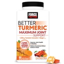 Facteur de force meilleur support de joint turcuma maximal, 1075mg Curcumin avec gingembre pour soutenir la mobilité, la flexibilité et le confort, Chews plus pratique que les gummies turcuma, punch de fruits, 60 Chews doux