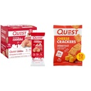 Quest Nutrition Biscuits congelés Twin Pack, Cake aux fraises, 1g de sucre, 10g de protéines, 2g de glucides nets et de crackers au fromage, Cheddar Blast, haute protéine, faible glucides, fait avec du vrai fromage, 12 Ct