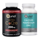 Qunol CoQ10 200mg Softgels, Ultra High Absorptie CoEnzyme Q10 Supplementen - 2 Maanden Levering - 60 Tel Magnesium 3 in 1 Tabletten met Calcium, Magnesium & Zink, 270 Tellen